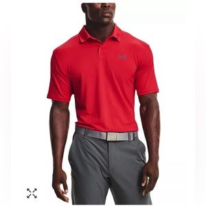 Under Armour Mens Heat Gear Performance Polo Textured S Tropical Neon Red